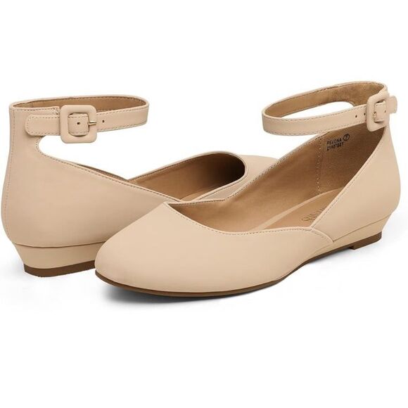 DREAM PAIRS Women's Revona Low Wedge Ankle Strap Flats Shoes size 7 NWOT - Picture 3 of 9